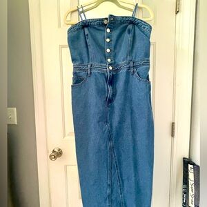 Sincerely Jules strapless denim midi dress